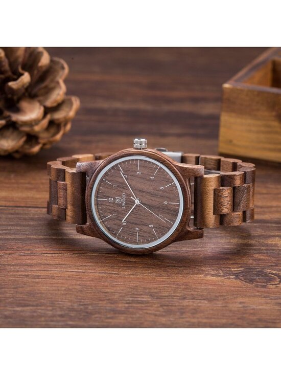 Unisex Tan Uwood Series 40 mm Natural Handmade Wood Adjustable Band Dress Watch main image 6